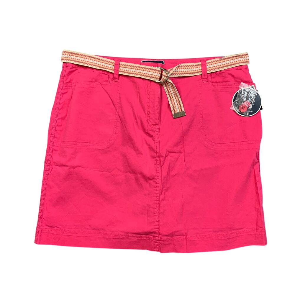 Karen Scott Skort Womens 16 Pink Flirt Cotton Blend Stretch Woven Webbed Belt